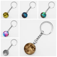 2019 new hot fashion personality long chain galaxy star glass convex keychain jewelry pendant small gift