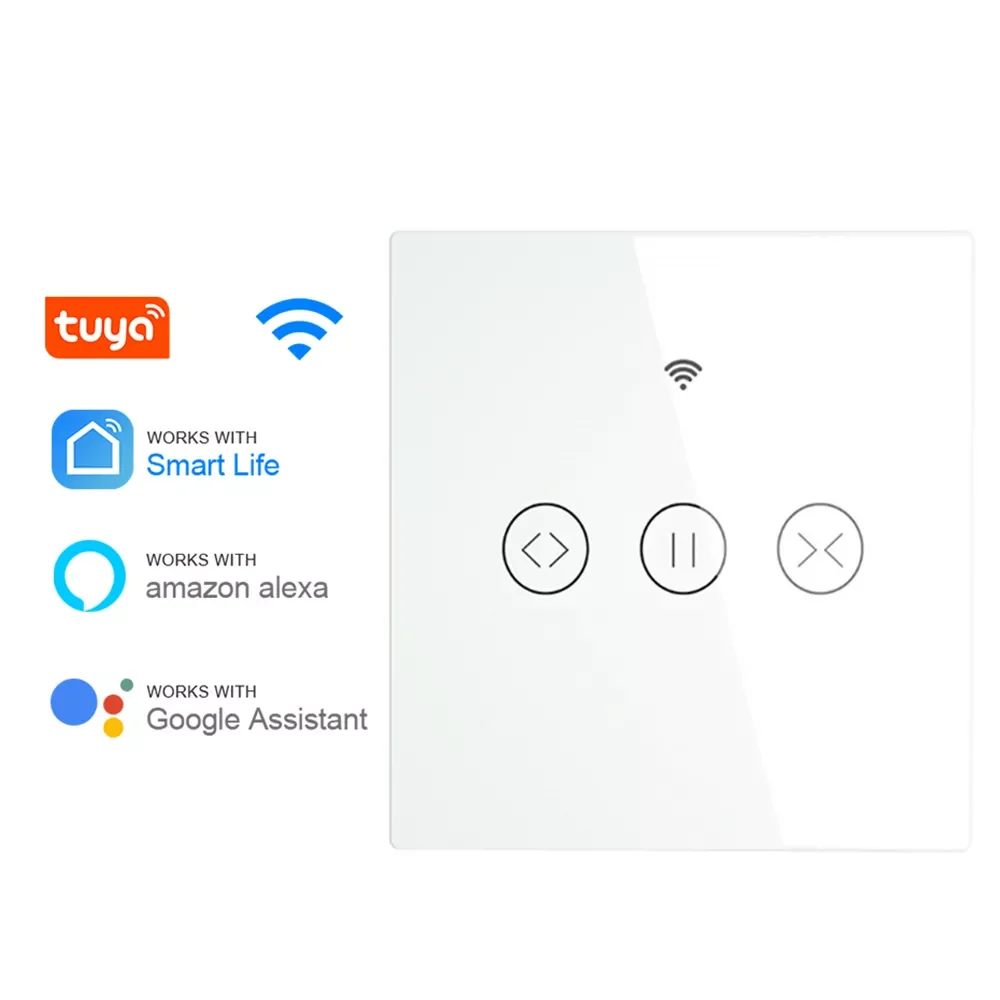 

Smart Home WiFi Curtain Blinds Switch Roller Shutter Motor Google Home Alexa Echo Voice Control Switch Glass Panel
