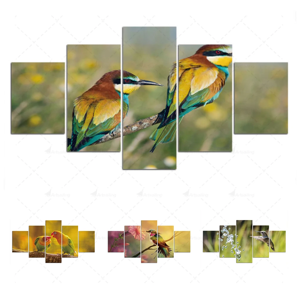 

5 Pieces Home Decoration Wall Art Animals Birds Abstract and Flowers Posters and Prints Decorative Pictures