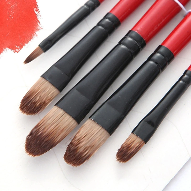 

5 Pcs Paint Brush Set Watercolor Brushes Round Pointed Tip Paintbrushes Dropship