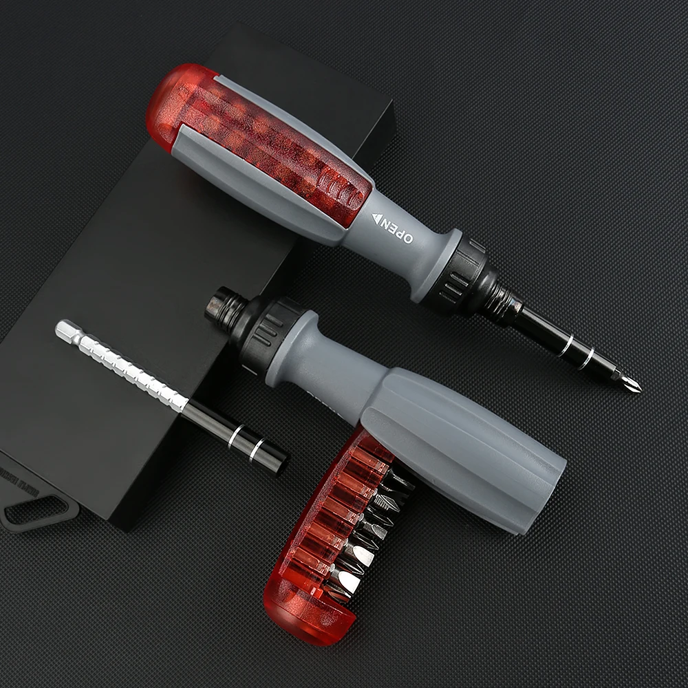 

Ratchet Screwdriver 10pcs CRV Bits Screw Driver Adjustable Ratchet in Three Gears Screwdriver Set with Adjustable Extension Rod