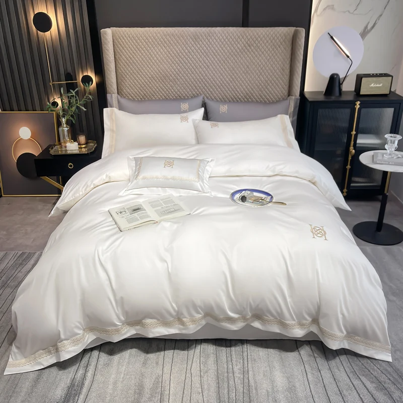 

Комплект постельного белья ABAY из египетского хлопка с вышивкой 180 х 200 х 200