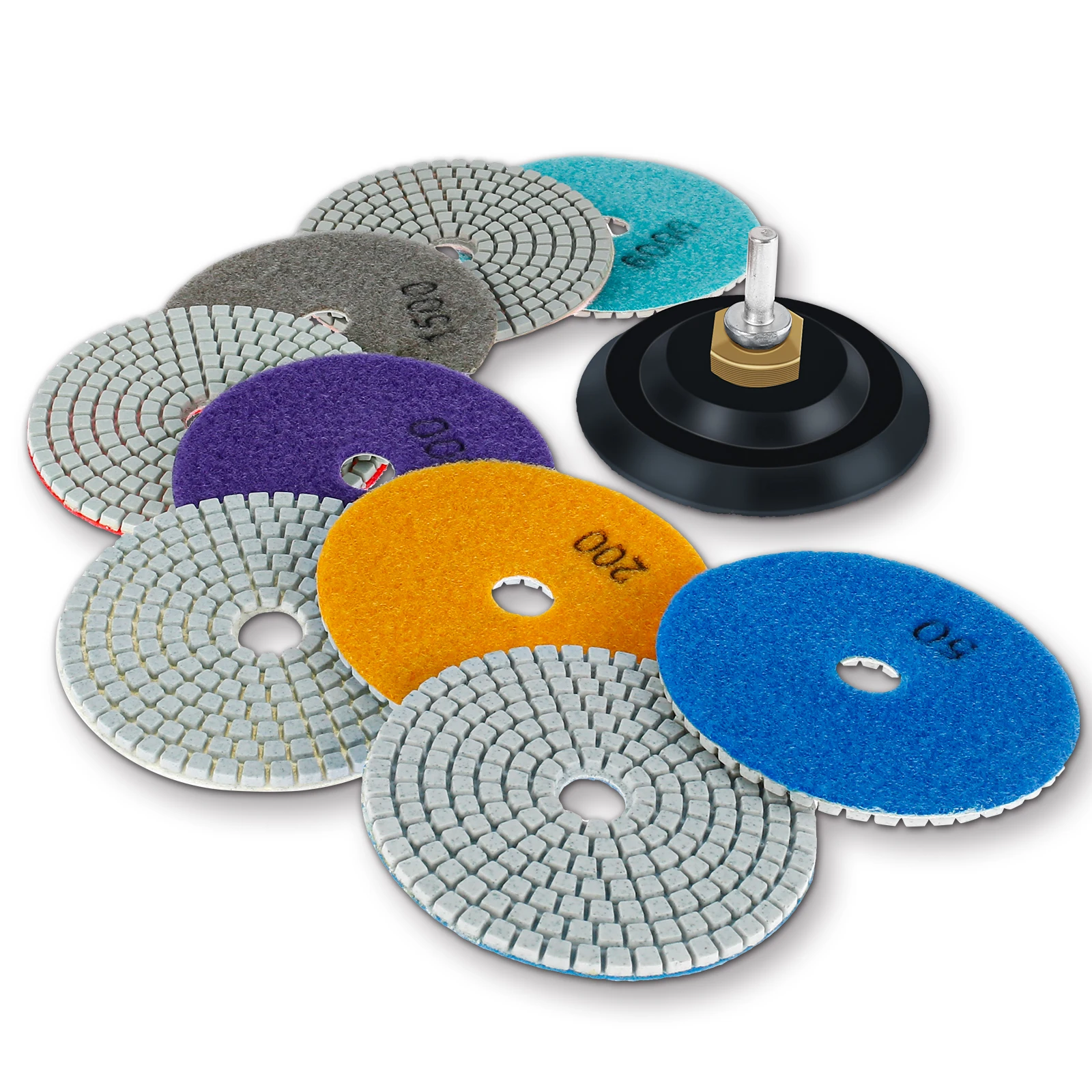 

Алмазные полировальные диски 4 дюйма, 11 шт., для сухой и влажной полировки, зернистость 50-6000, шлифовальные диски с крючком и петлей для полировки бетона и мрамора