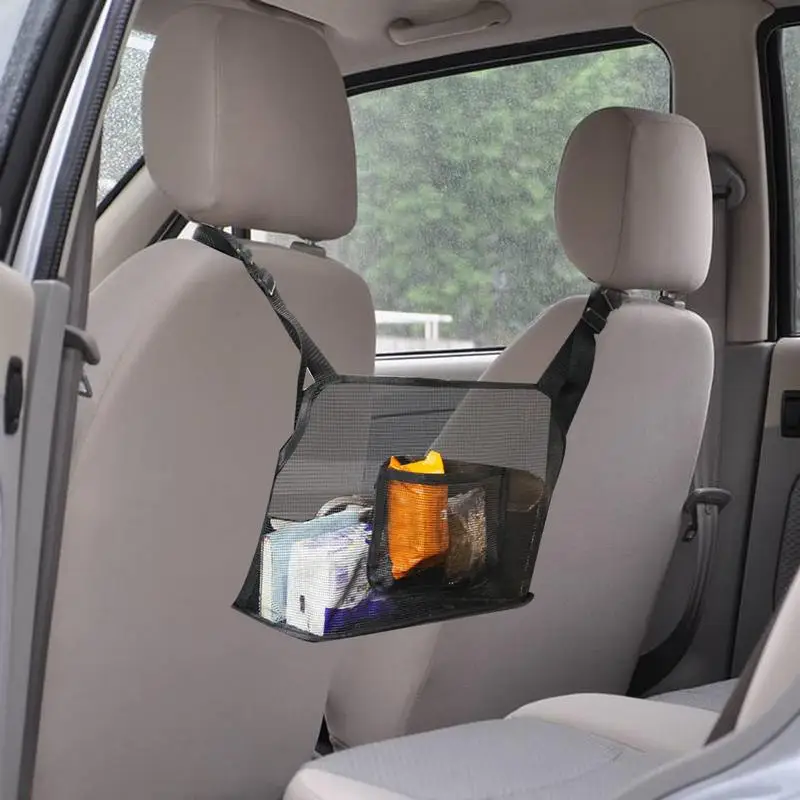 

Car Net Pocket Seat Back Mesh Organizer Between Seats Large Capacity Cargo Tissue Purse Holder Driver Storage