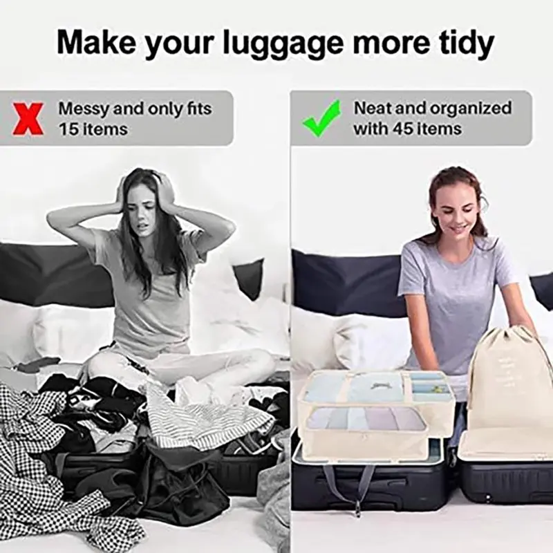 Packing Cubes - 9 PCS Travel Luggage Organizers Set Waterproof Suitcase Organizer Bags Clothes Shoes Cosmetics Toiletries Storag