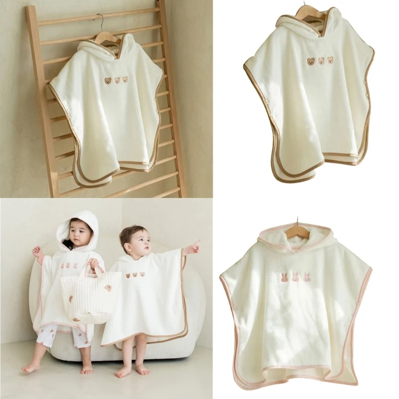 Hooded Cloak Baby Bathrobe Poncho Towel For Infant 0-1y Todd