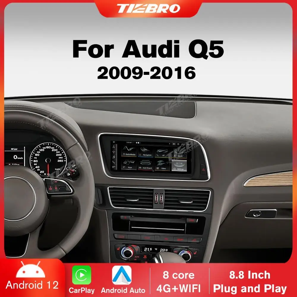 

TIEBRO 8.8" Car Carplay Radio Stereo For Audi Q5 2009-2016 Left Hand Drive 8+256G Multimedia Player Android Auto Touch Screen