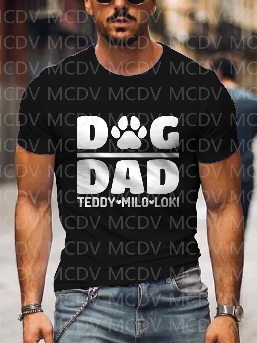 Лето 2023 Мужская футболка с принтом собаки папы мило яркая 3D