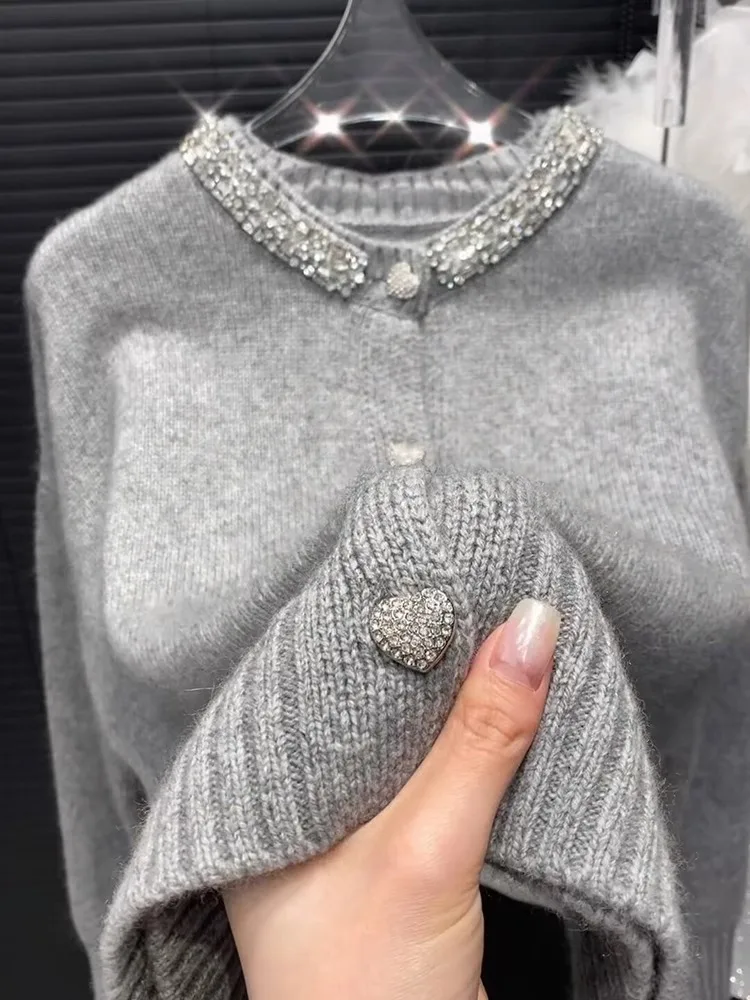Модный французский высококачественный серый свитер женский осенне-зимний