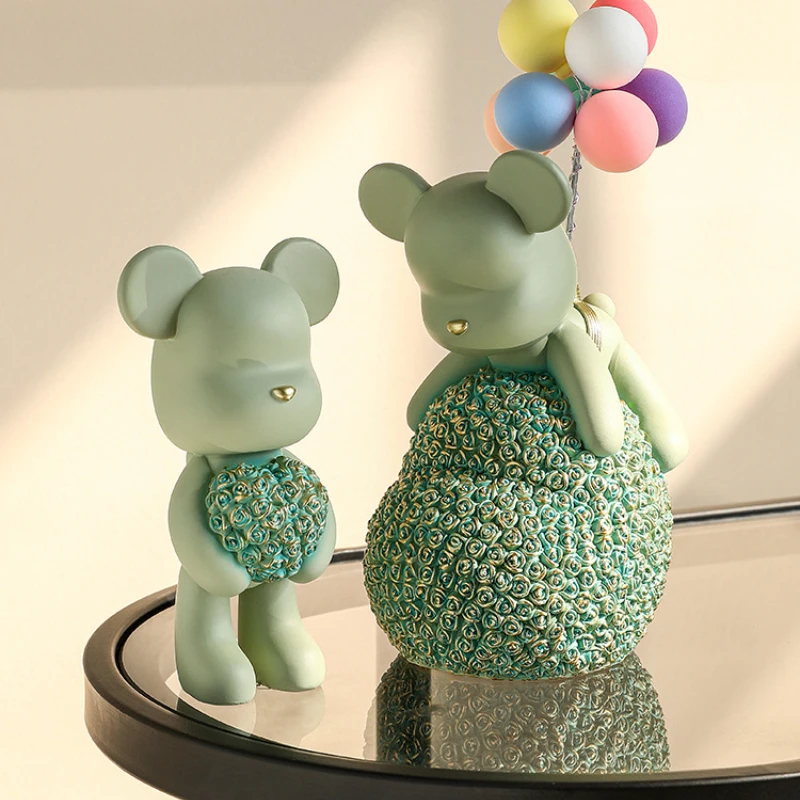 

Nordic Balloon Bearbrick Statue Love Violent Bear Sculpture Figure Ornament Resin Living Room Bedroom Office Desktop Home Decor