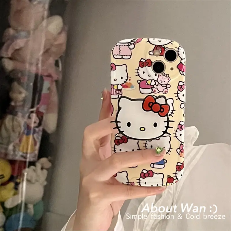 

Kawaii HELLO KITTY Iphone Phone Case Cartoon Cute for Iphone 12 13 11 Pro Max Xr X Xs Max All-Inclusive Anti-Drop Phone Case
