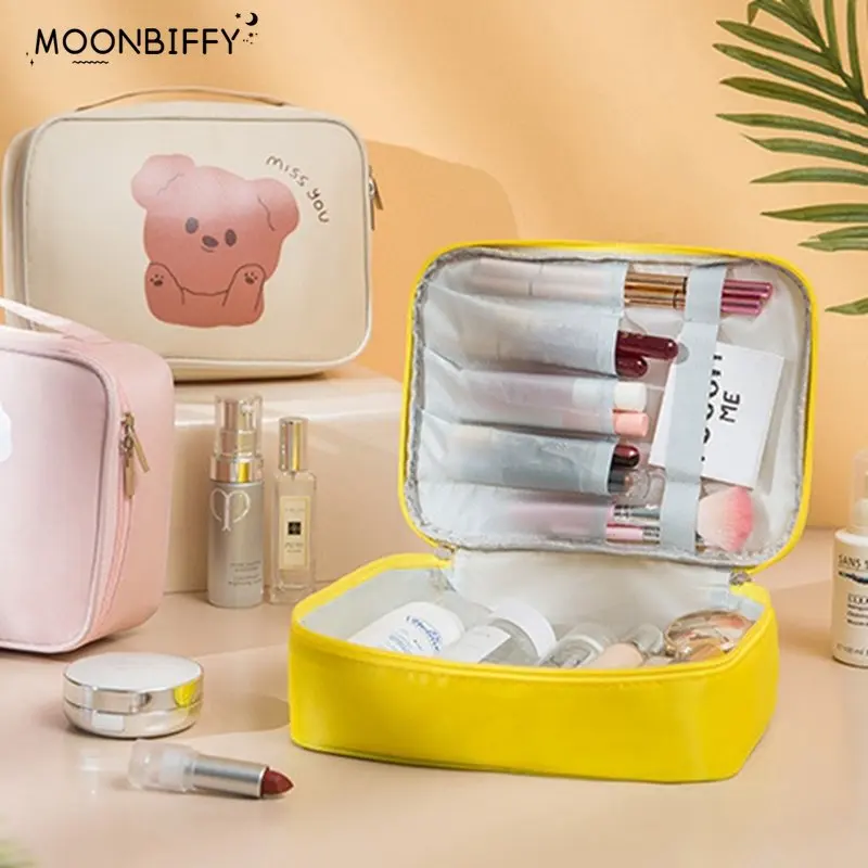 

Женская косметичка, косметичка с мультяшным медведем, женский косметический Органайзер, Портативные водонепроницаемые дорожные сумки для хранения