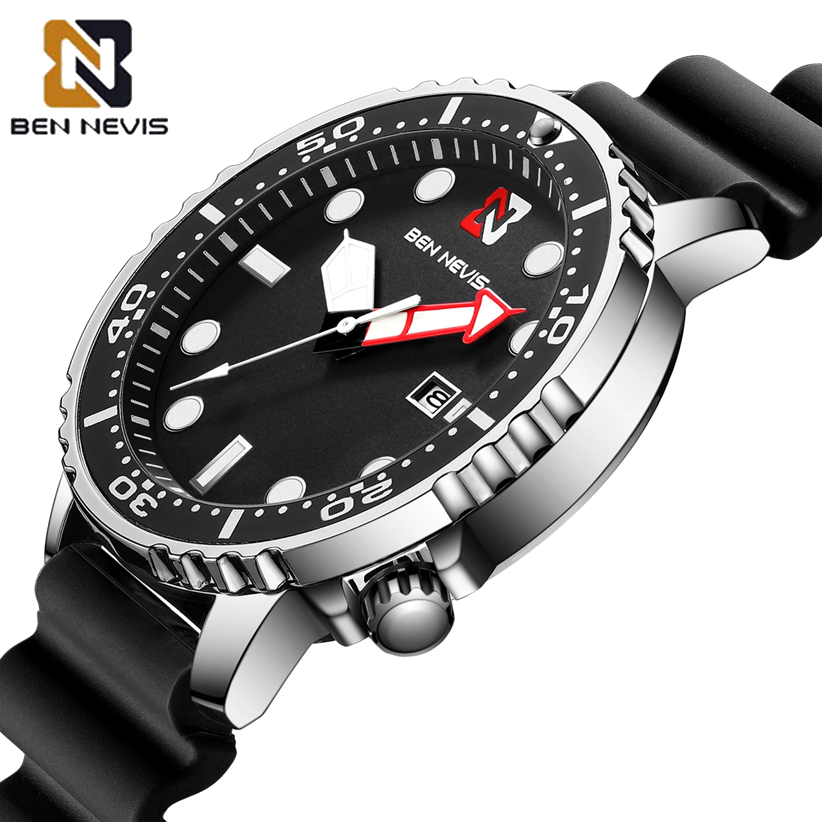 

Fashion Watch for Men BENNEVIS Brand Luxury Sports Calendar Quartz Watch Male Unique Wave Curvature Design часы мужские Reloj