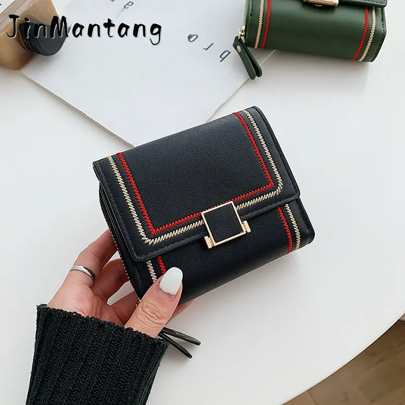 Embroid Women's Wallet Cute Student Short Wallets New In Trend Small Fashion Purse Coin Purse Ladies Card Holder