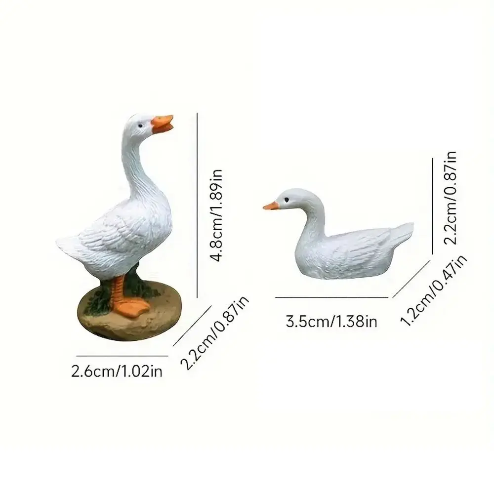 Милая мини-статуя утки изделия из смолы украшения ручной работы белой нежное
