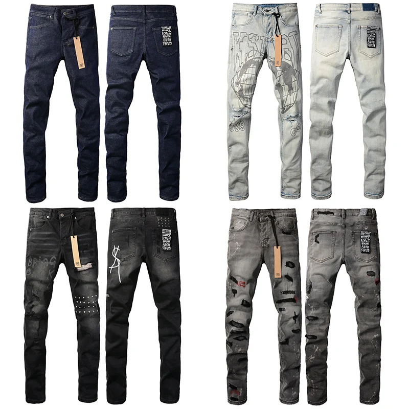 Темно-синие джинсы KSUBI мужские и женские эластичные узкие прямые джинсовые брюки