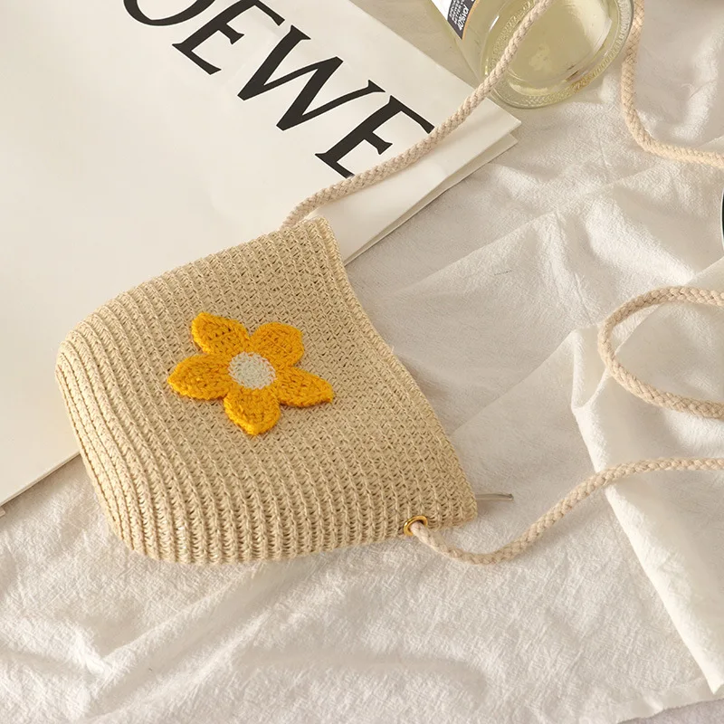 New Bag Spring/Summer Princess Zero Wallet Handwoven Children's Straw Bag Mini Fruit Zipper Bag Crossbody Bag