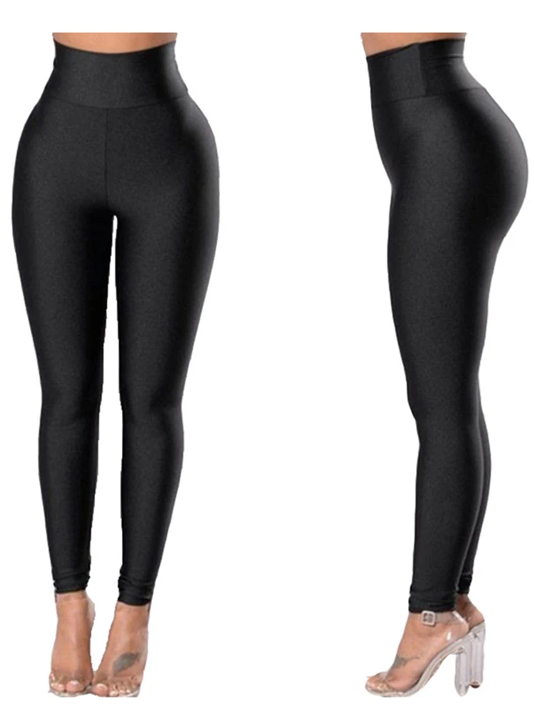 High Waist Shiny Leggings Women Fitness Leggins Spandex Workout Sexy Jeggings Black Elasticity Solid Casual Pencil Pants