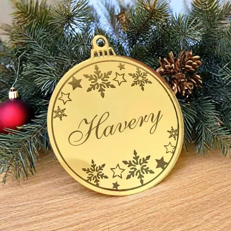 Зеркало с гравировкой на заказ акриловая снежинка свадебный сувенир подвесное