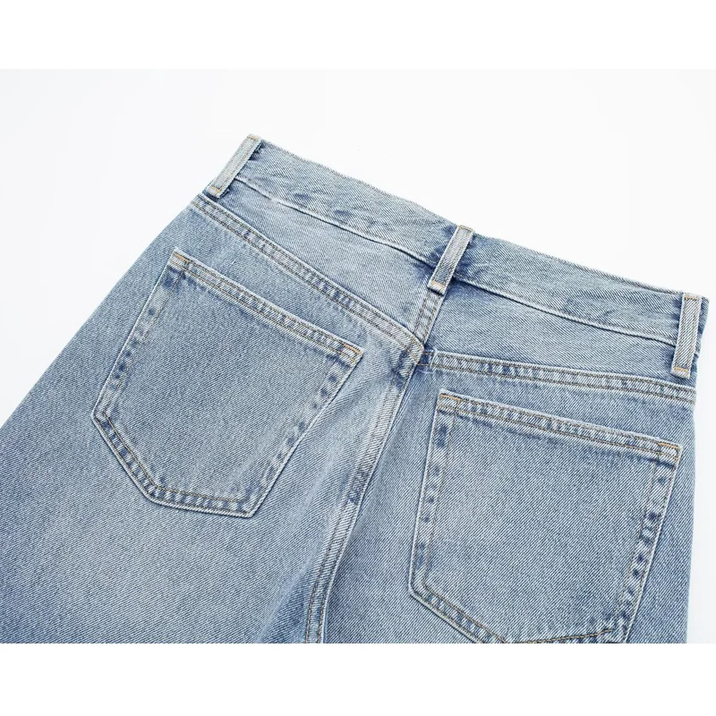 TRAF 2023 Denim Shorts for Women Blue Bermuda Shorts Woman Summer Mid Waist Jeans Shorts Women Streetwear Casual Women's Shorts