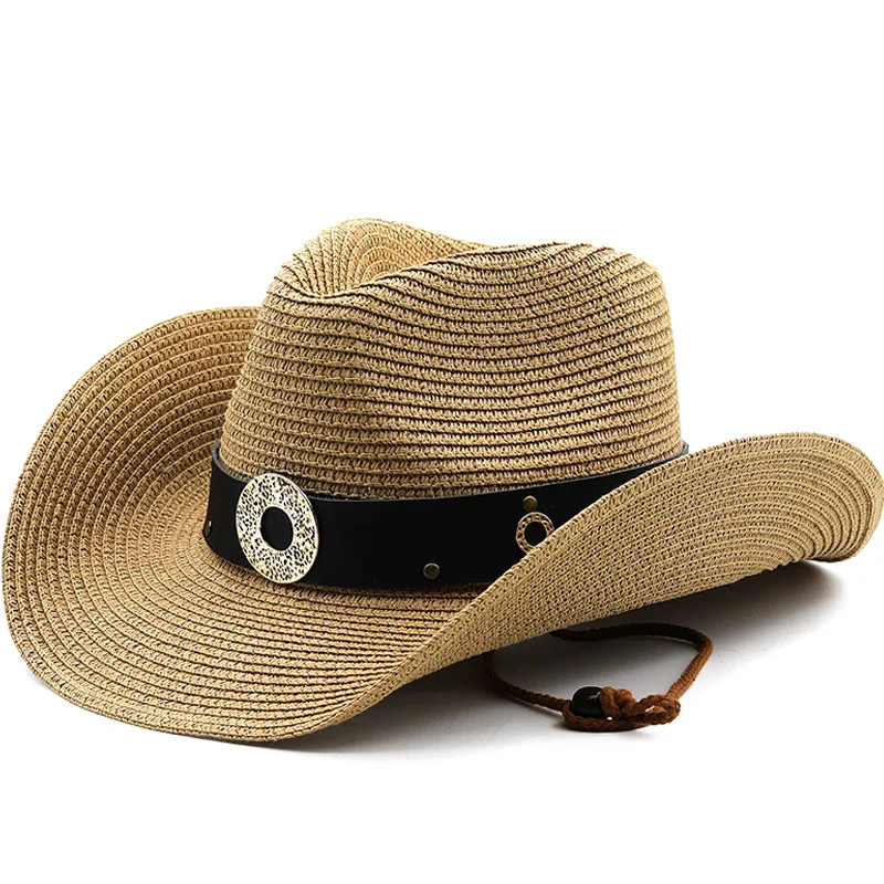 

Natural cowboy Panama New Soft Shaped Straw Hat Summer Women/Men Wide Brim Beach Sun Cap UV Protection Fedora Hat