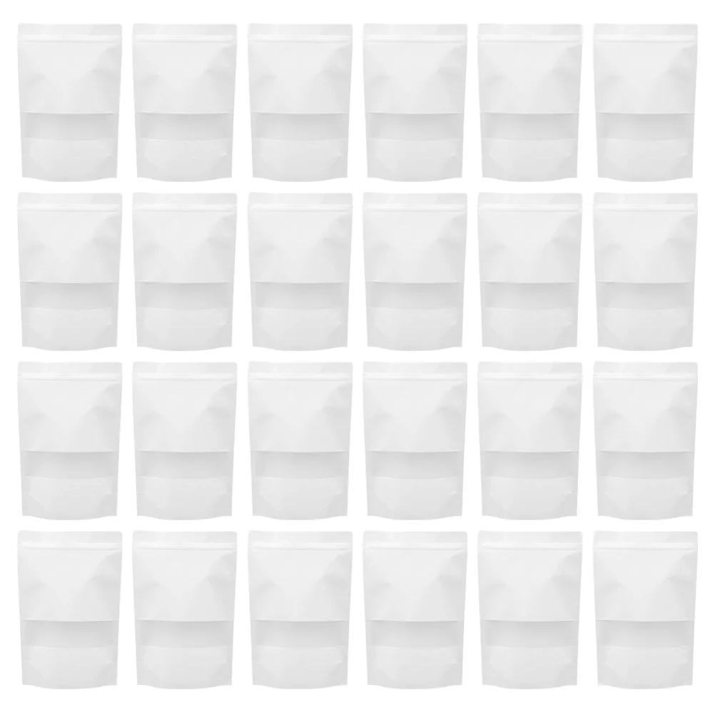 

50pcs Kraft Paper Food Bags Tea Dry Fruit Self Sealing Food Window Stand Bags