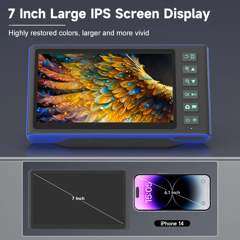 Фото 7-дюймовый IPS HD 1080P инспекционный видеоскоп с автоматическим вращением, съемным оптическим зондом 9,5 мм (двойной/тройной), IP67 №3