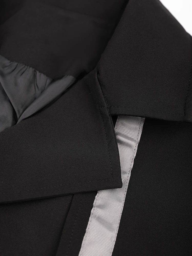 [EAM] Женский Тренч черного цвета на пуговицах новая свободная ветровка с