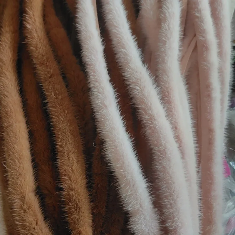 Фото Полоски из натурального норкового меха шириной 2 м, длина 2,8 см для DIY, Cheongsam в китайском стиле, шелковые меховые воротники Hanfu, декоративная отделка №4