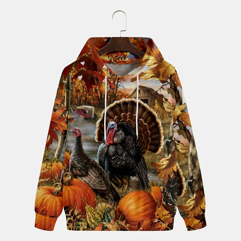 Толстовка с капюшоном на День Благодарения мужская праздничная одежда толстовки