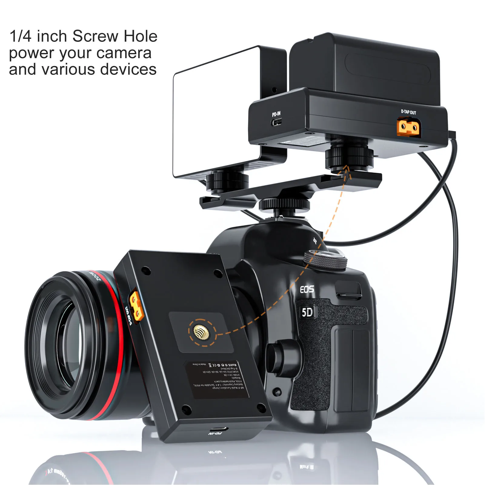 Огнестойкий адаптерный аккумулятор NPF от Qiilu для фотографии с отверстием 1/4 дюйма