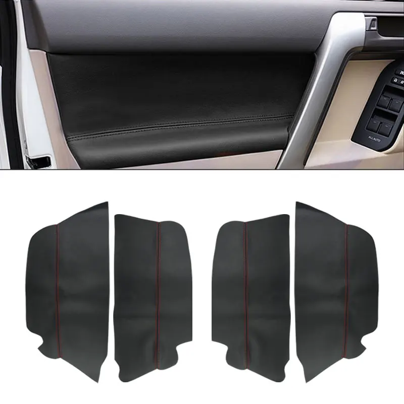For Toyota Prado 2010 2011 2012 2013 2014 2015 2016 2017 2018 4pcs Microfiber Leather Interior Door Panel Cover Protection Trim