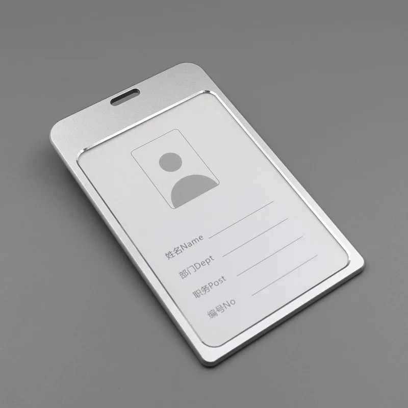 

1 шт., зажим для бейджа из алюминиевого сплава, двусторонний прозрачный металлический держатель для сумки для карт, держатель для удостоверения личности, студенческая карта, без ремешка