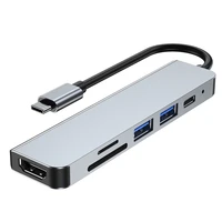 multi function 6 in 1 usb c docking station hub type c to hdmi compatible usb 3 0 tf sd card reader for macbook pro air dell hp