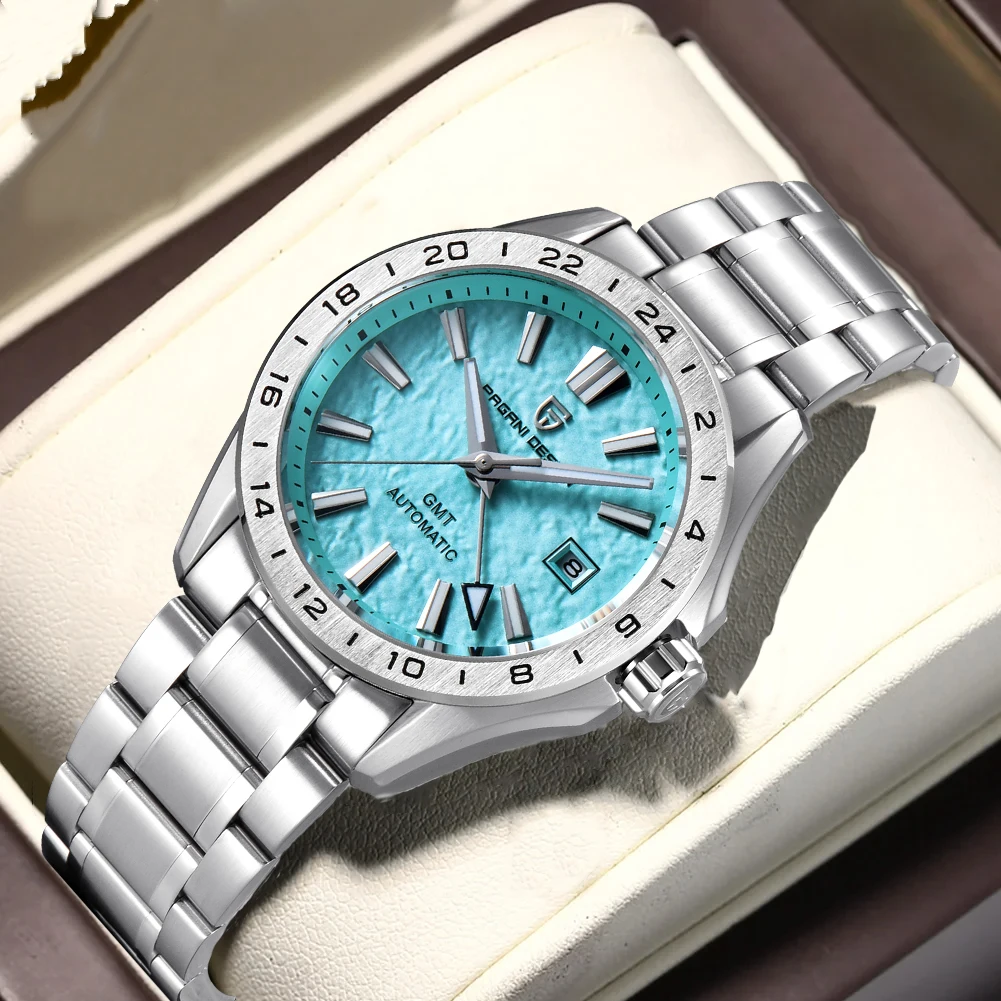 PAGANI DESIGN 42 Мм Роскошные Мужские Спортивные Часы GMT С Сапфировым Стеклом AR