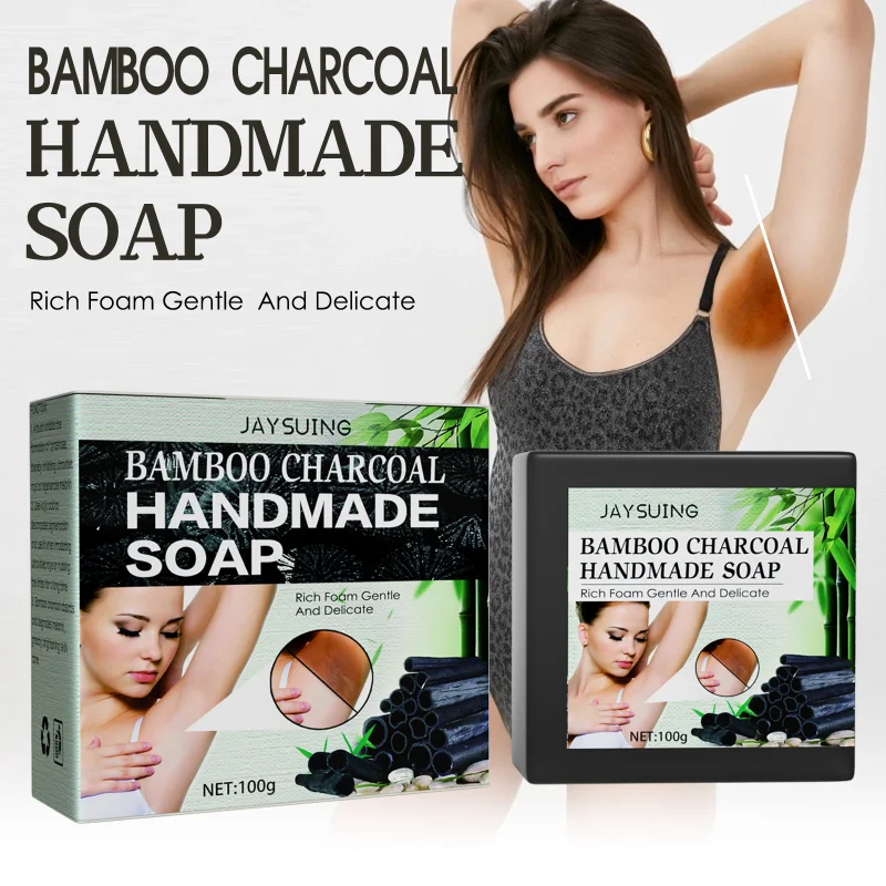 

1/2/3Pcs Natural Organic Herbal Essential Black Bamboo Oil Soap Whitening Handmade Soap Remove Acne Deep Cleansing Face 100g