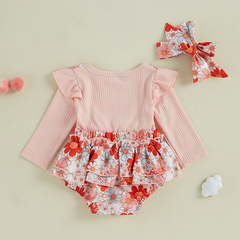 Детский комбинезон с длинными рукавами и оборками бантом