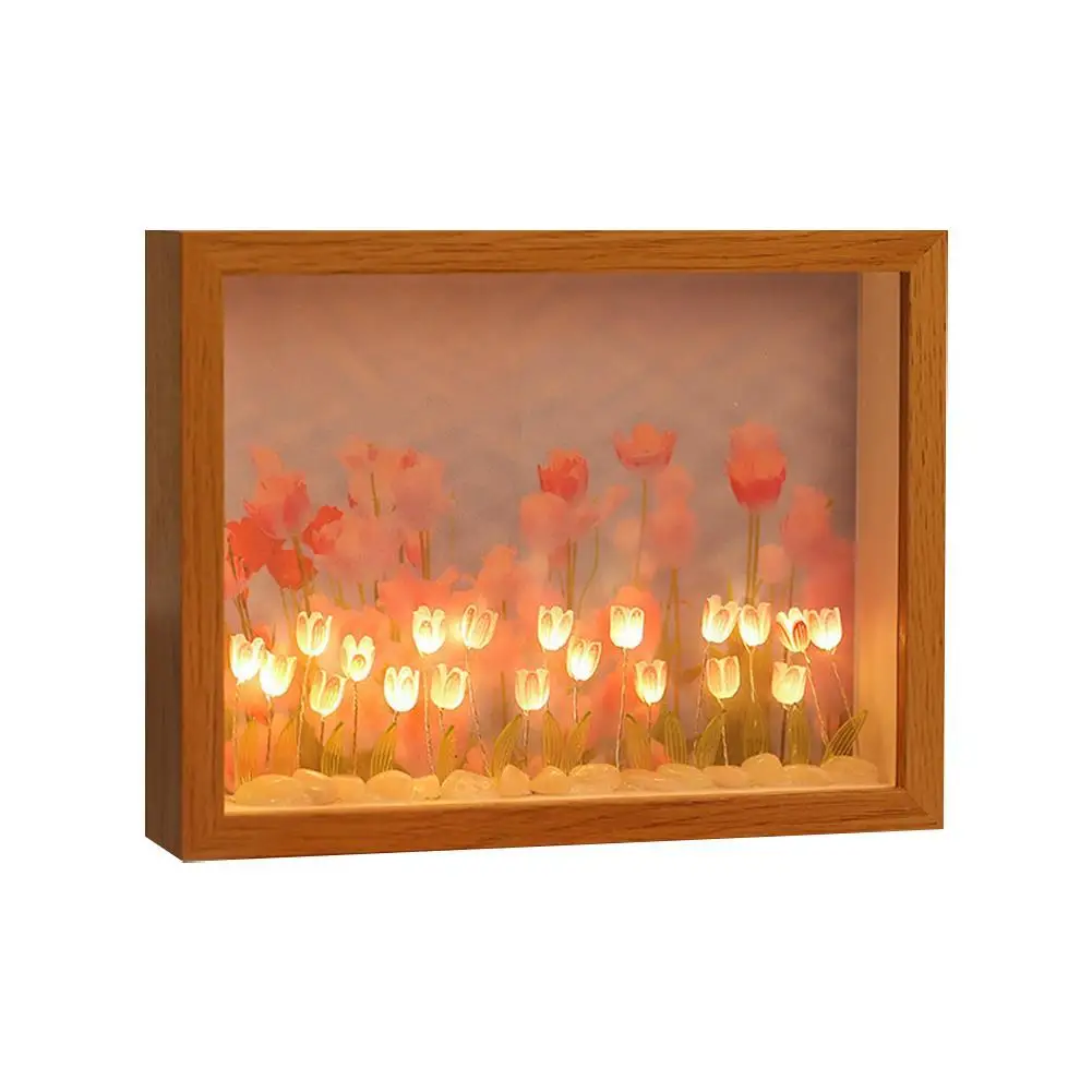 

Искусственный тюльпан ручной работы, вечный цветок, рамка для картин, ночная фоторамка, материал для творчества «сделай сам», цветок, ночник...