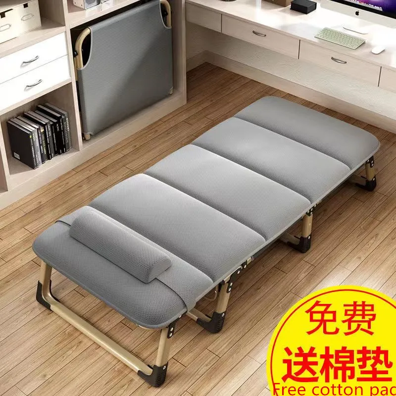 2022 new folding bed linen bed home simple lunch bed office nap line military bed multi-function lounge chair