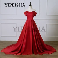 sweetheart a line red evening dresses front high split sweep train simple prom gown off the shoulder long party dress %d9%81%d8%b3%d8%a7%d8%aa%d9%8a%d9%86 %d8%ad%d9%81%d9%84