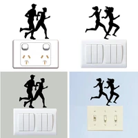 running men and women fashion sport wall stickers decals diy vinyl home decor wall switch sticker self adhesive wallpaper