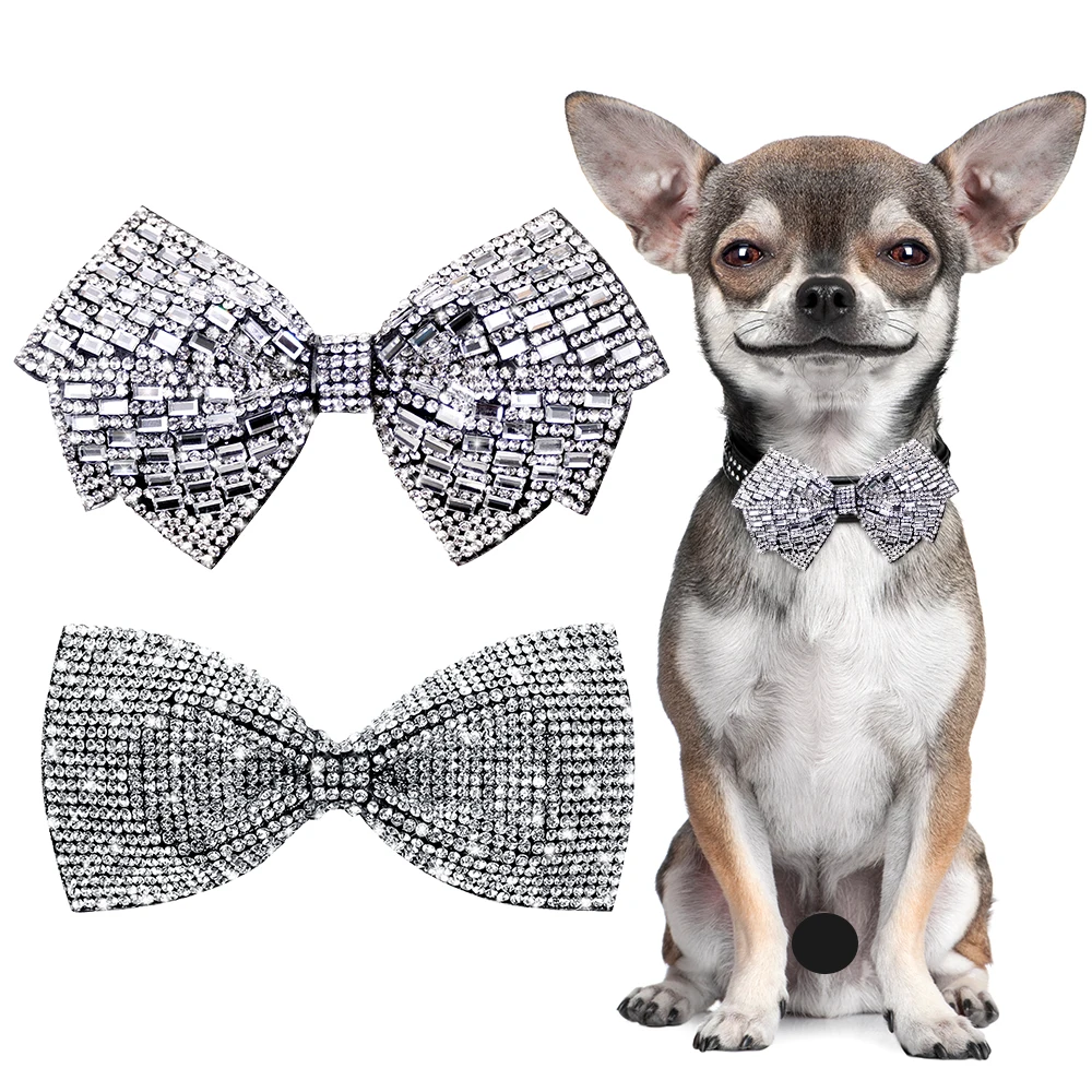 

Exquisite Shining Diamond Pet Dog Bowtie Dog Bows Grooming Slidable Dog Collar for Dogs Cat Party Pet Accessories Dog Supplies