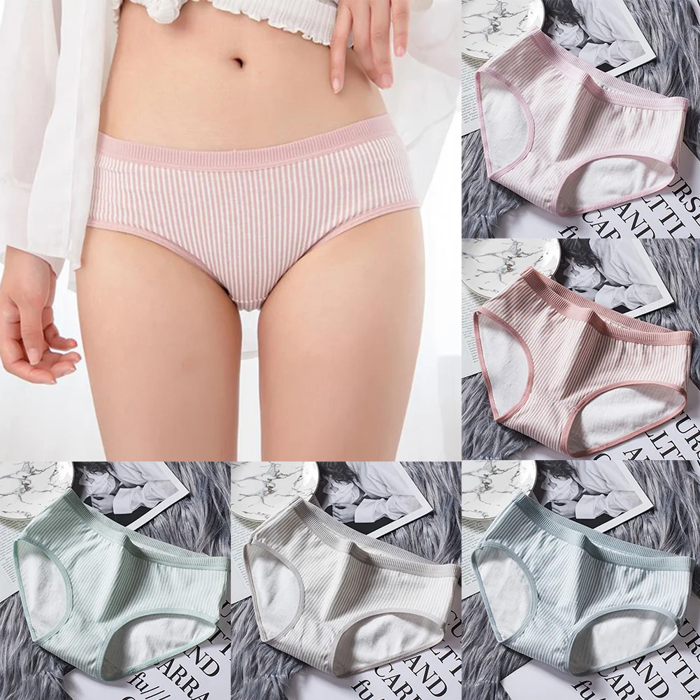 

Japanese Anime Blue White Striped Panties Underwear Lolita Pink Briefs Lingerie Cute Soft Breathable Underpants Female Gifts New