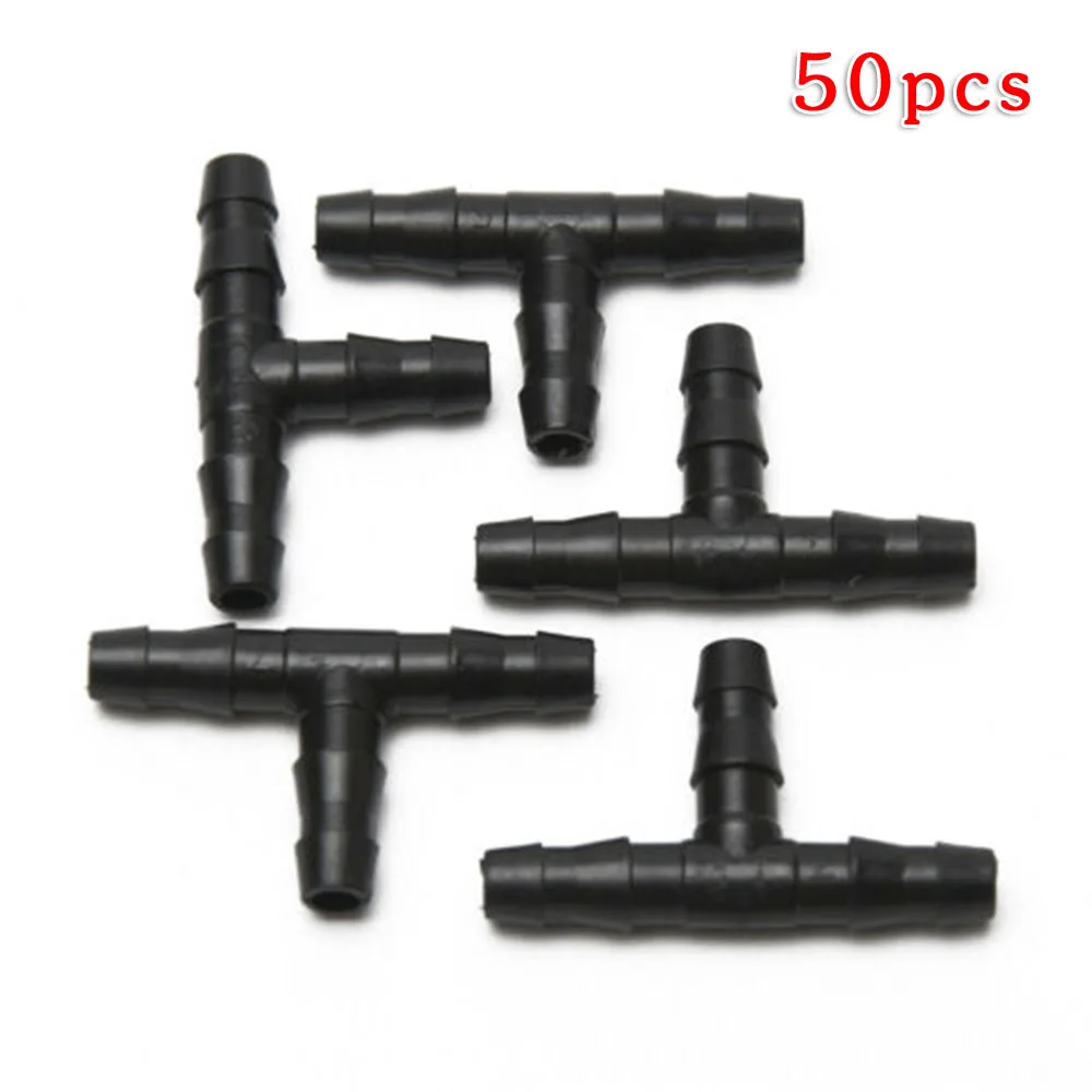 

50pcs Barbed Tee Connector For 4/7mm Hose Garden Watering Pipe Hose T Joint Micro Drip Irrigation Tool Garden Water Connection