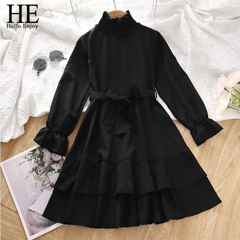 

HE Hello Enjoy 8-12T Children Girls dress Blouse Style Princess Party dress Long sleeve dress Girls fall dress fashion stripes