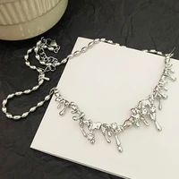trendy irregular necklaces for women waterdrop shape pendant hip hop chokers clavicle goth silver chain aesthetic jewelry gift