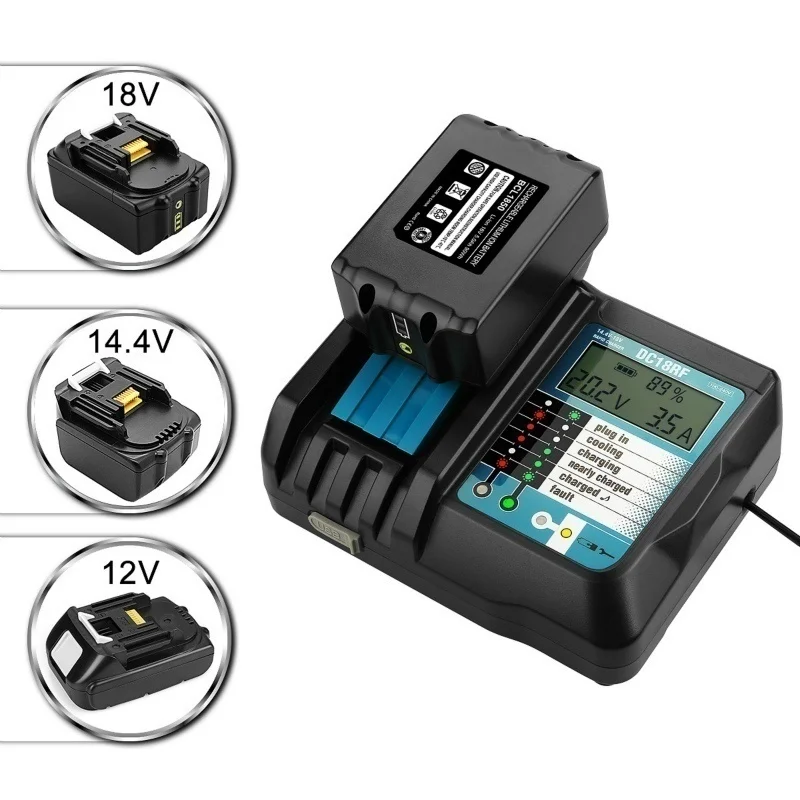 

Battery Charger for Makita Battery 18V BL1815 BL1830 BL1840 BL1845 BL1860 14.4V BL1415 BL1430 BL1440 BL1445 BL1460 LCD Display