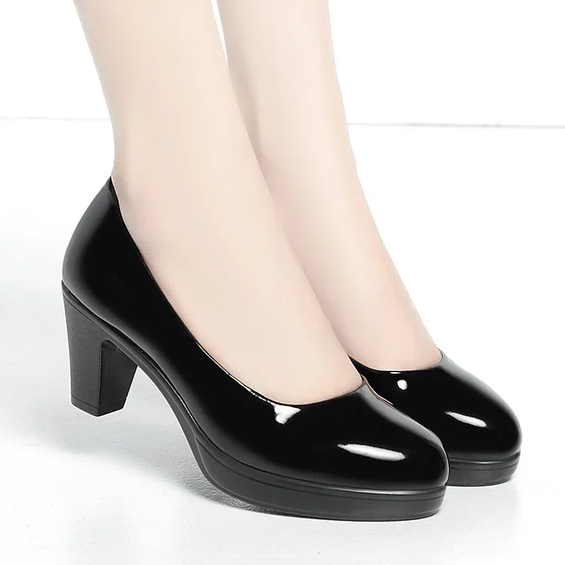 Элегантные туфли-лодочки из лакированной кожи размеры 34-42 6 см 8