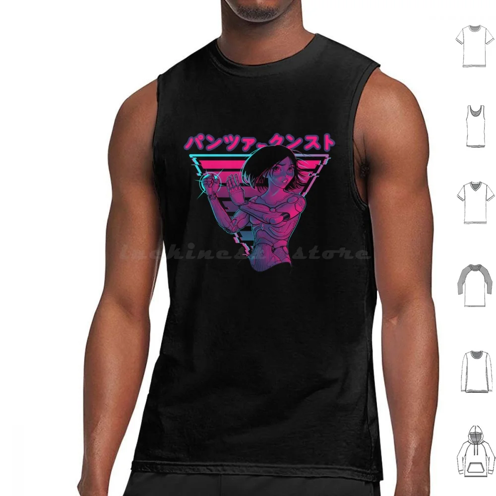 

Panzer Kunst Cyber Girl Martial Arts Tank Tops Vest Sleeveless Battle Cyborg Scifi Science Fiction Neon Manga Anime Angel