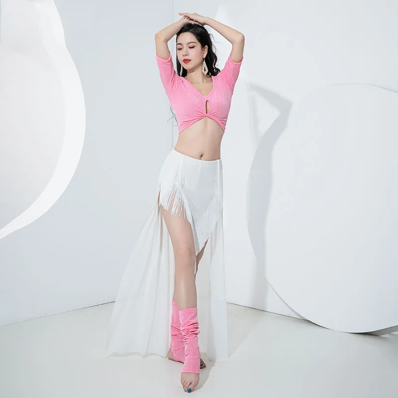 

Women Oriental Practice Dancewear Set Professional Bellydance Costume Belly Dance Top Fringe Tassel Skirt Outfit Clothes